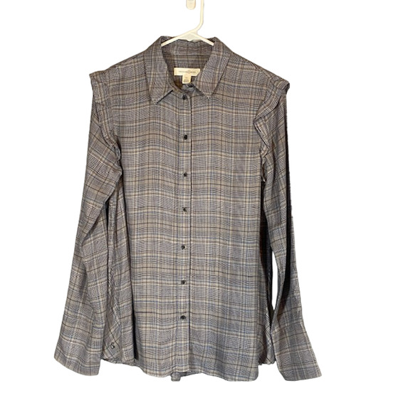 Treasure & Bond Tops - Treasure & Bond Women’s Gray Plaid Long Sleeve Button Down Shirt Size XS